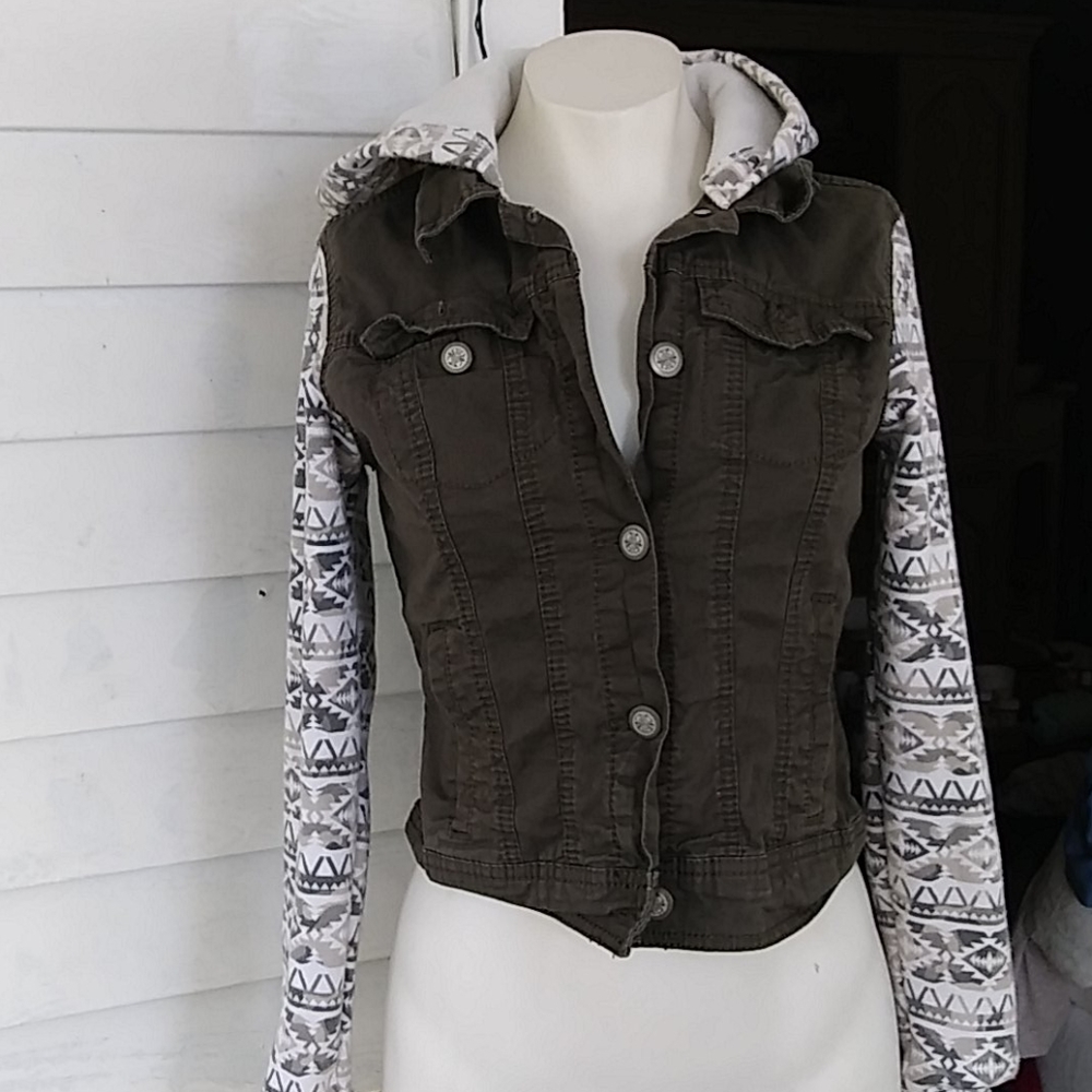 Jean/ fleeced jacket cropped